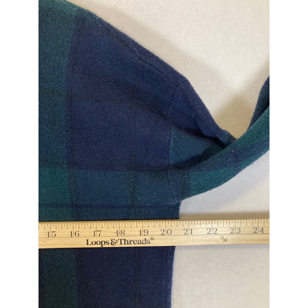 Dark Academia Tahari Womens Large Navy Green Plaid Boat Neck Knit Sweater‎ - Picture 4 of 9